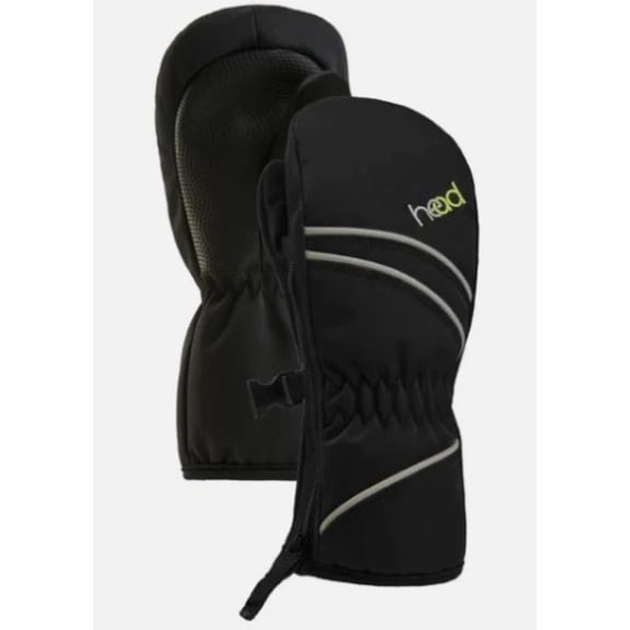 HEAD Junior Kids Ski Mittens Winter Gloves, Insulated Waterproof, Black, Size Small (4–6 Years)