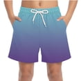 thumbnail image 2 of Kids Boys Lightweight Shorts Elastic Waist Drawstring Ombre Print Bottoms for Summer Sports Beach Playwear, 4T-15Y, 2 of 8