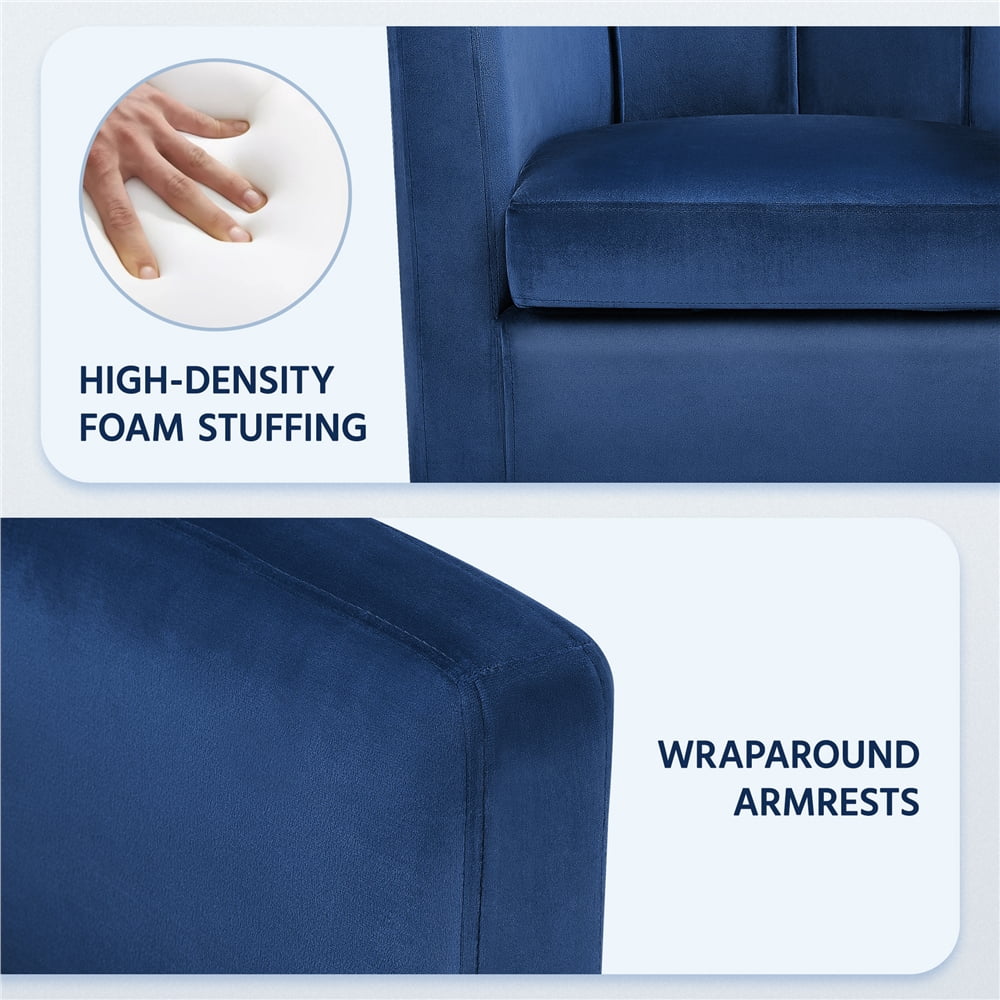 Alden Design Upholstered Accent Chair for Livingroom, Blue Velvet