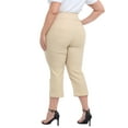 thumbnail image 4 of HDE Women's Plus Size Pull On Capris with Pockets Cropped Pants Khaki 3X, 4 of 6