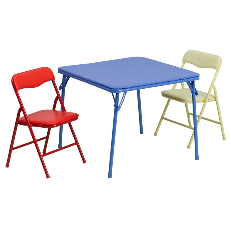 Kids Colorful 3 PC Folding Table and Chair Set Daycare Classroom - Walmart.com - Walmart.com