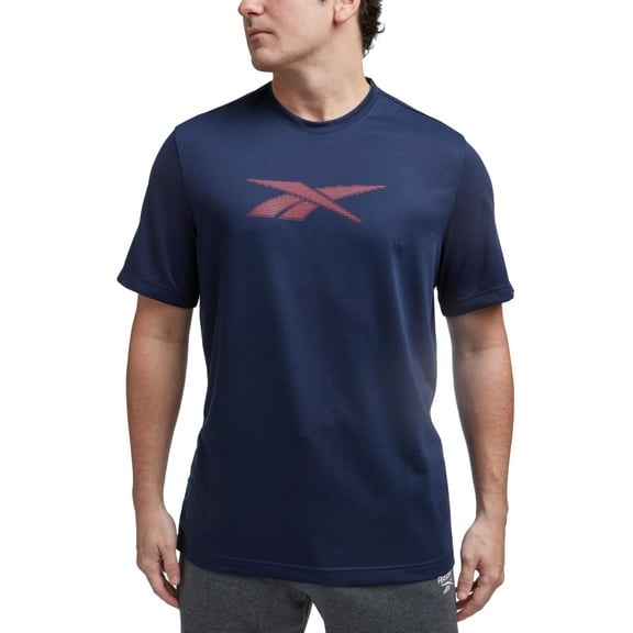 Reebok Men's Vector Performance Short Sleeve Logo Graphic T-Shirt Navy Small