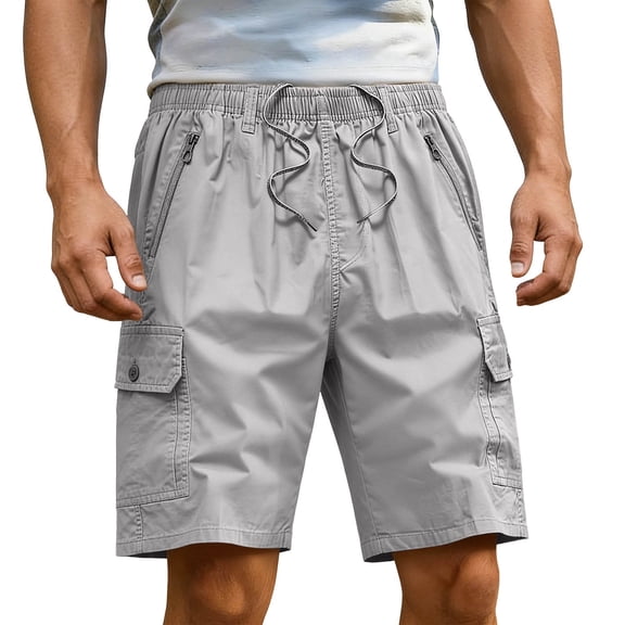 Sevevn Men's Cargo Shorts Casual Summer Loose Fit Bermuda Shorts Elastic Waist Drawstring Pants with Pockets