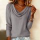 thumbnail image 4 of Hfnxid Women's Long Sleeve Shirts Cowl Neck Work Tops Solid Color Casual Pullover Dressy Business Casual Tshirts Gray,XL, 4 of 9