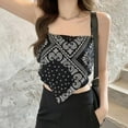 thumbnail image 6 of Prettyui Women Print Irregular Slim Sexy Backless Exposure Navel Fake Two Pieces Camisole Crop Top, 6 of 6