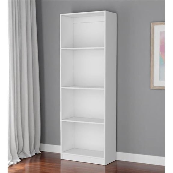 HomeRoots 546592 71 in. White Wood Four Tier Bookcase