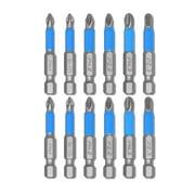 Smilepp Anti- for slip 50mm Screw Driver Bit PH1/PZ1/PH2/PZ2/PH3/PZ3 Drill Alloy Steel High Pressure Repair Slotted Impact Working Hand Tools 12 Pieces