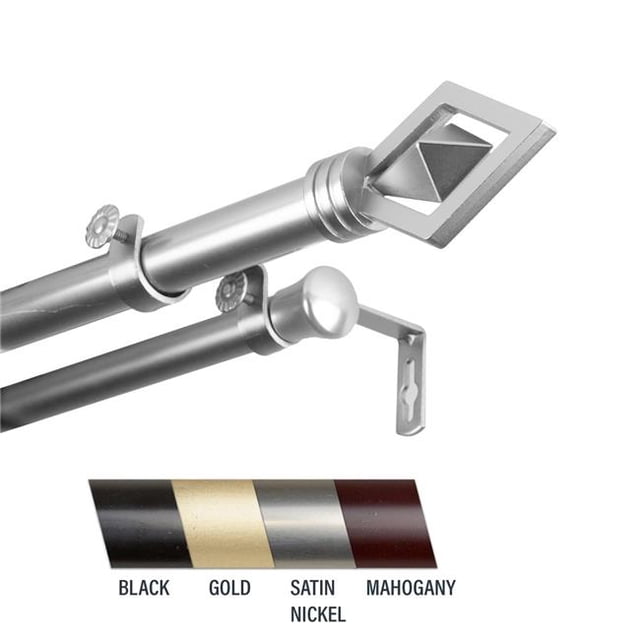Central Design 100-69-285-D Lance Tringle à Rideaux Double 1 Po, 28-48 Po - Nickel Satiné