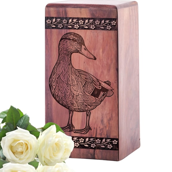 Duck Urn - Wooden Urns For Human Ashes Adult Male - Cremation Funeral Urns For Mom - Memorial Decorative Keepsake Urns Box10Inch, Large Size - Single 1Pcs