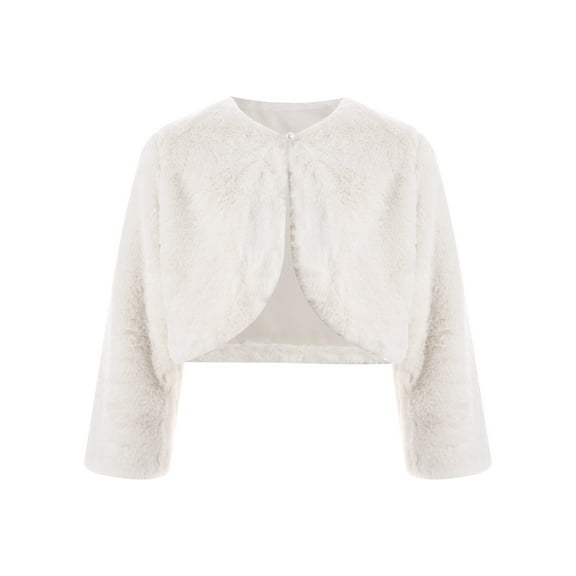 TTAO Flower Girl Bolero Shrug Long Sleeve Cardigan Wedding Party Dress Coat Dress Cover Up Jacket Outwear White 7-9