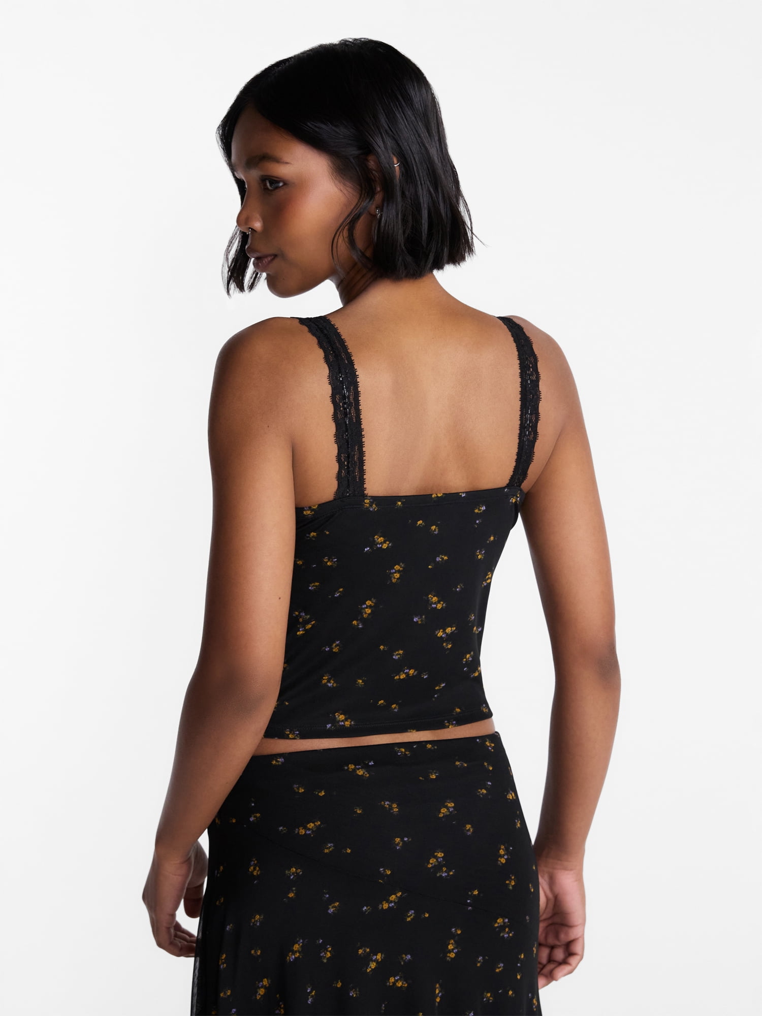 No Boundaries Mesh Lace Triangle Tank Top, Women's XXS-XXL