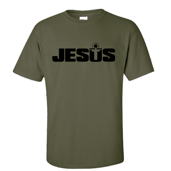 Eternal Life Praise Jesus Christ Prayer Worship Men's Christian Short Sleeve T-shirt-Military-small