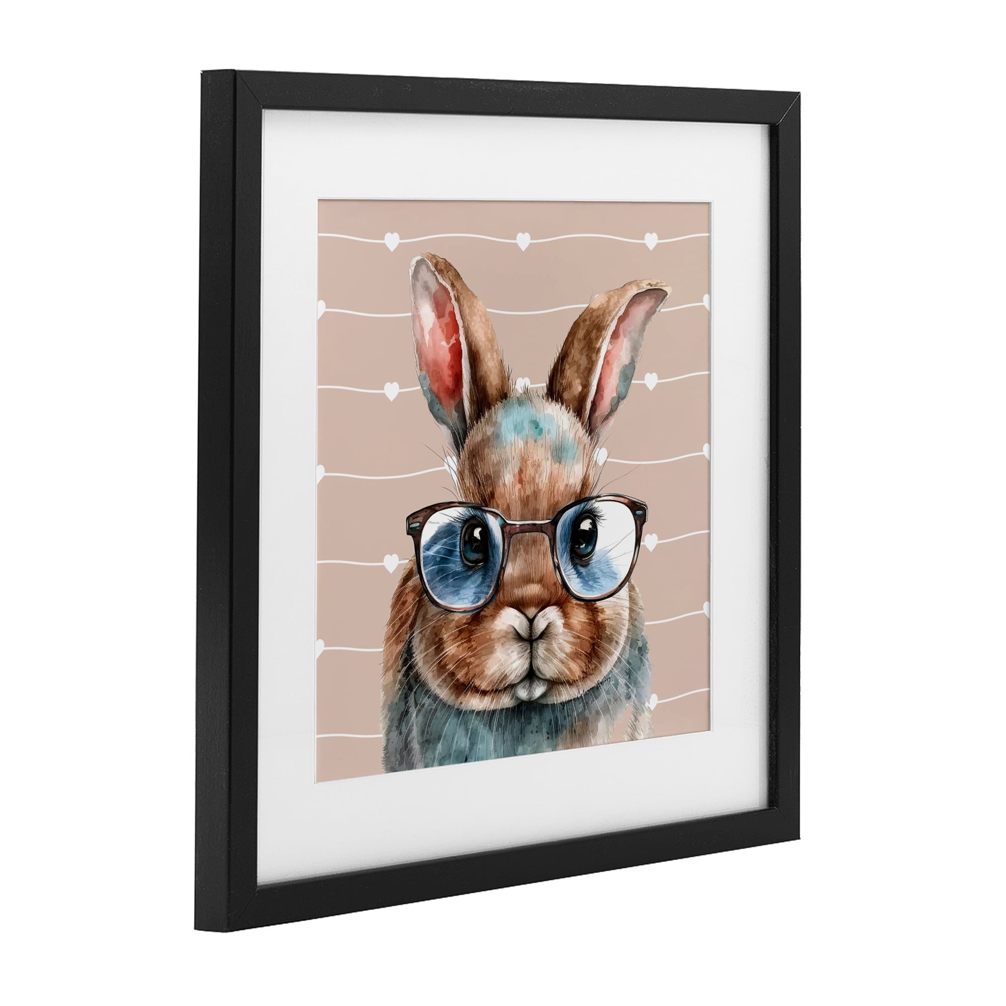 Stupell Industries Buster Rabbit with Specs Black Framed Print Under Glass, design by Yvonne Coleman Burney