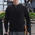 thumbnail image 1 of pstuiky camisas de manga larga para hombre, Suéter deportivo informal ajustado de manga larga, cuello redondo, medio botón y bolsillo para hombre, color sólido y cálido camisetas de hombre xxl, 1 of 6