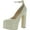 Beige, variant on Womens Beige 3" Platform Adjustable Ankle Strap Skyrise Round Toe Block Heel Buckle Dress Pumps Shoes 9 M