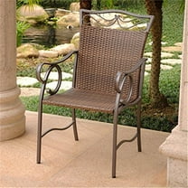 Resin Wicker Chairs Set of 2 - Patio Outdoor Furniture - Weather Resistant Brown Finish
