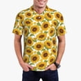 thumbnail image 3 of Balery Sunflowers Printed Men’s Short Sleeve Polo Shirt, Midweight Men's Shirt,Golf Polo shirts -Medium, 3 of 9