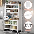 thumbnail image 2 of OCKYOOZ Freestanding Kitchen Storage Cabinet, 6-Tier Kitchen Storage Rack, Microwave Stand with Flip Door and Pegboard, Baker’s Rack for Kitchen Storage, Large Kitchen Storage Shelves, 2 of 7