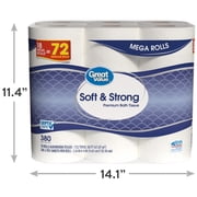 Great Value Soft & Strong 2-Ply Toilet Paper, 18 Mega Rolls, 380 Sheets per Roll