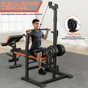 GIKPAL 800lbs 10-in-1 Multi-Function Adjustable Weight Bench Press Set with Row Machine & Lat Pull Down,Full Body Strength Training Workout Bench Exercise Equipment with Leg Developer, Preacher Curl