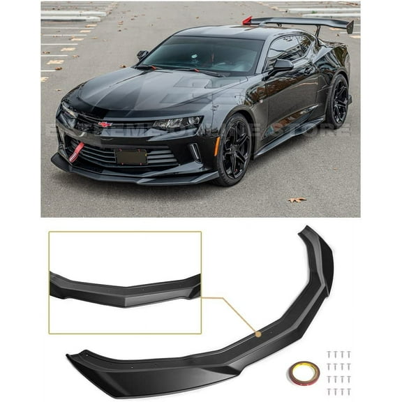 Extreme Online Store Replacement For 2016-2018 Chevrolet Camaro LT LS RS | ZL1 Style Front Bumper Lower Lip Splitter FLIP-337-ABS (ABS Plastic - Plastic Black)