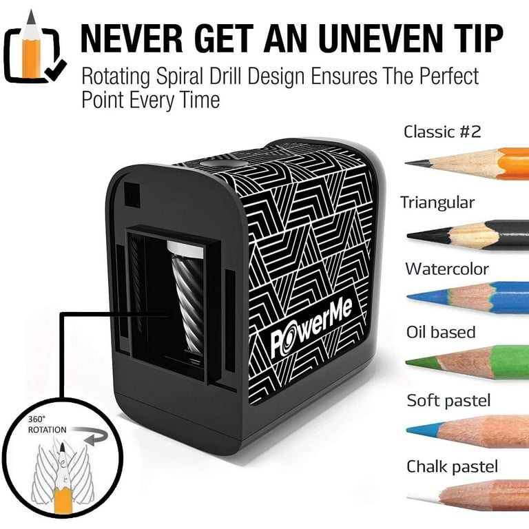 Powerme Electric Pencil Sharpener - Battery Powered For Colored Pencils,  Ideal For No. 2 - White : Target