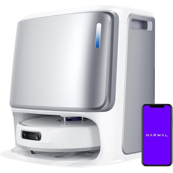 Restored NARWAL Freo Z Ultra Robot Vacuum and Mop Combo, Dual RGB Cameras and Chips, AI Avoidance, 12000Pa Suction, Real-Time Decisions, Adaptive Hot-Water Self Wash & Self Emptying,Quiet, White