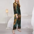 thumbnail image 3 of Honeii Sunflower Meditating Cat print Women's Pajama Sets Long Sleeve Button Down Sleepwear Nightwear Soft Pjs Lounge Sets-X-Large, 3 of 7