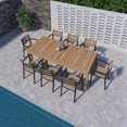thumbnail image 2 of Amazonia Cala Blanca 9-Piece Solid Teak 100% FSC Rectangular Patio Dining Set, 2 of 10