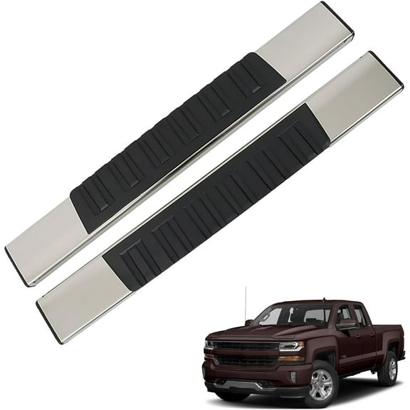 SHZAITOR 6 Inches Running Boards Bars Side Steps Chrome Black Replacement for 2007-2018 Silverado Sierra 1500 2500HD 3500HD Regular Cab