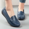 thumbnail image 2 of Viluyesy Comfort Loafers for Womens, Round Toe Slip-On Soft Sole PU Leather Casual Work Walking Flats Dark Blue, 2 of 6