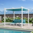 thumbnail image 3 of PURPLE LEAF 10' x 10' Outdoor Retractable Pergola with Double Sun Shade Canopy and White Heavy-Duty Aluminum Frame Patio Modern Adjustable Canopy Pergola for Garden Deck and Backyard, Turquoise Blue, 3 of 14