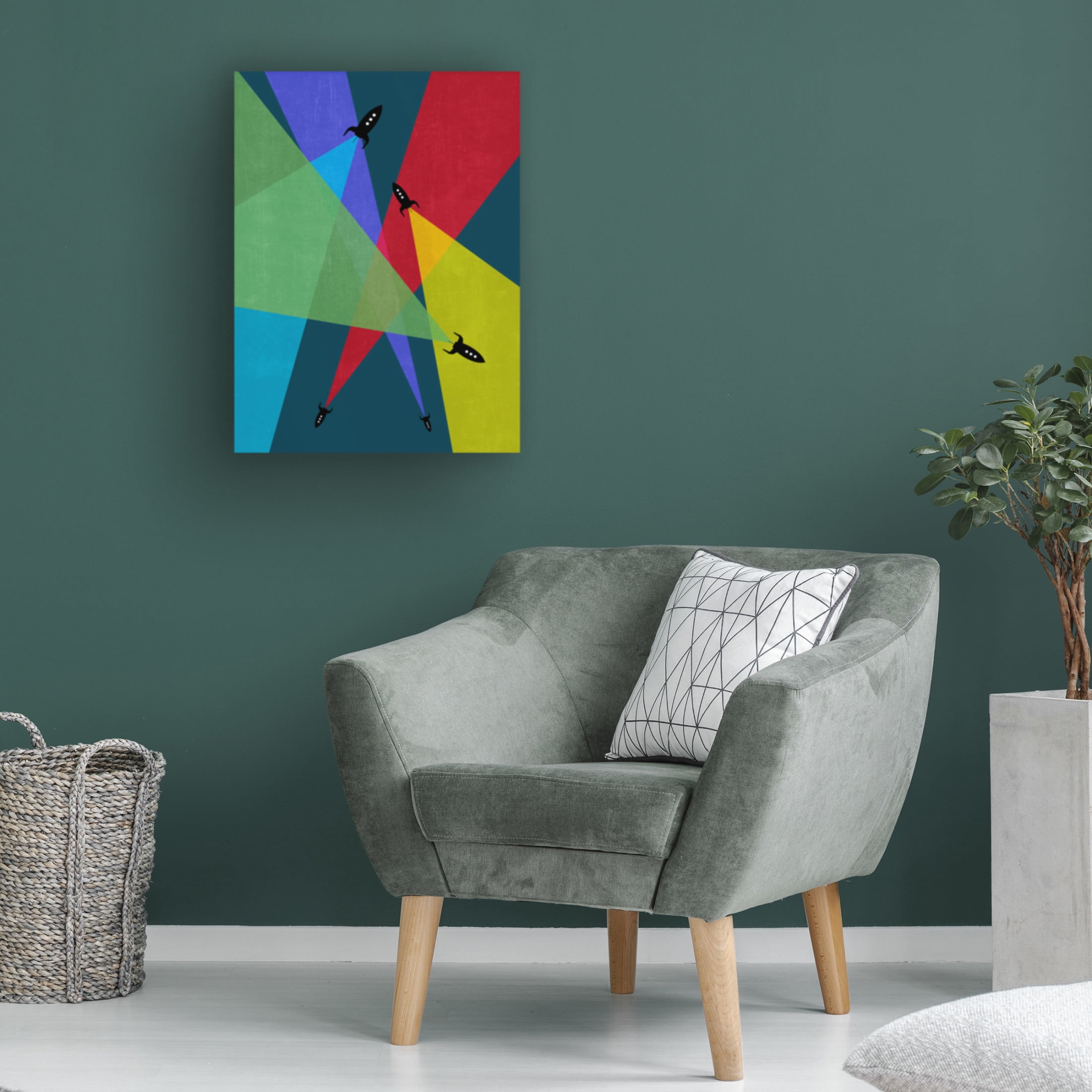 Canvas Wall Art - Tom Quartermaine 'Rainbow Rocket Abstract 2' Wall Art for Living Room, Bedroom, or Office Décor by Trademark Fine Art - 35 x 47 Inches