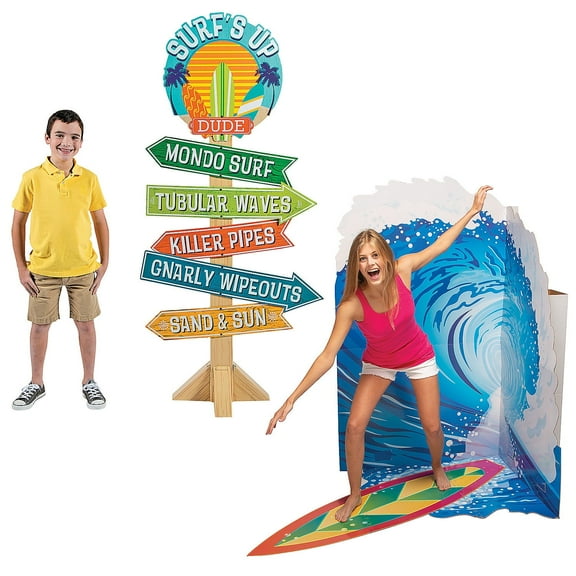 Fun Express 58" - 69" Surf’s Up Wave Cardboard Cutout Stand-Up Kit - 2 Piece