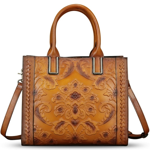 Genuine Leather Purse and Handbag Women Embossed Leather Crossbody Shoulder Bag