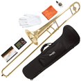 thumbnail image 2 of Mendini by Cecilio Trombone Kit - Bb Tenor Brass Instruments for Kids, Beginners w/Case & Gloves, 2 of 4