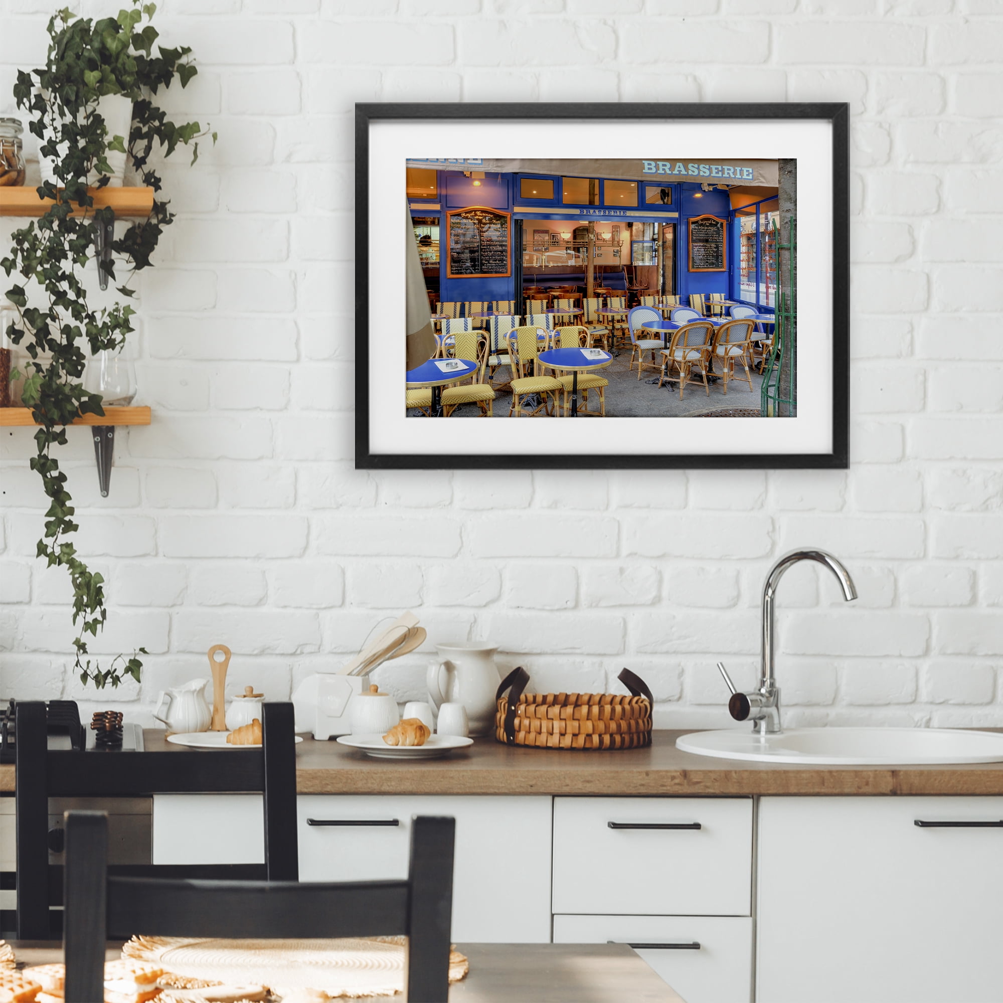 Stupell Industries Parisian Brasserie Terrace Black Framed Print Under Glass, design by Alan Blaustein