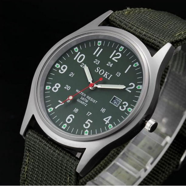 Reloj de cuarzo para hombre, reloj de pulsera deportivo de acero inoxidable con fecha militar para hombre, reloj de cuarzo
