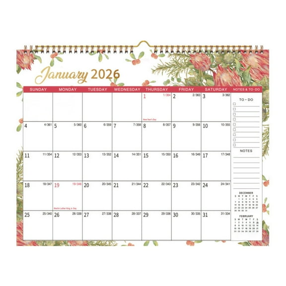 MGEZCOO 2026 Wall Calendar Jan–Dec, Monthly Hanging Planner with Large Blocks & Notes Section