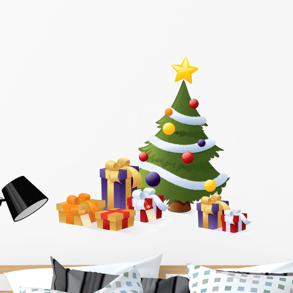 Christmas Tree Wall Decal Wallmonkeys Peel and Stick Holiday Graphics