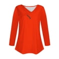 thumbnail image 4 of ATOYSOY Women's V Neck Pleated Shirts Fall Loose Basic Tops Solid Color Blouses Trendy Long Sleeve Tees Workout Relaxed Comfy Casual Button Down Orange XXL, 4 of 5