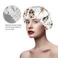thumbnail image 2 of Yiaed Watercolor Ladybug Print Reusable Shower Cap & Bath Cap & Lined, Oversized Waterproof Shower Caps Designed for all Hair Lengths, 2 of 7