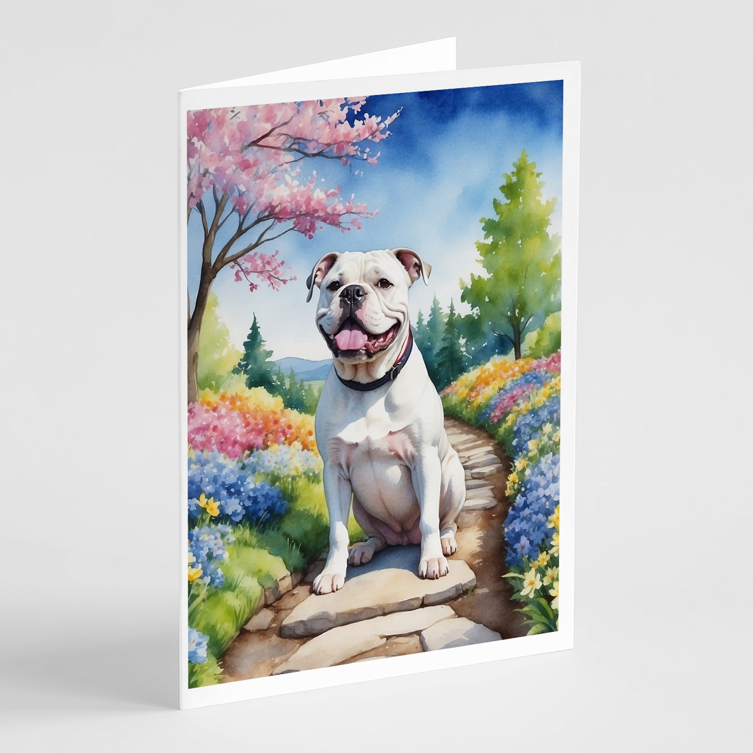 Brittany Spaniel Spring Path Greeting Cards Pack of 8 7 in x 5 in