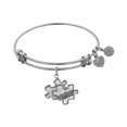 thumbnail image 1 of White Smooth Finish Brass Generation Rescue Autism Angelica Bangle Bracelet, 7.25", 1 of 1