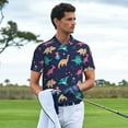 thumbnail image 2 of Kdxio Cartoon Dinosaur Print Men's Short Sleeve Polo Shirt,Midweight Men's Shirt, 2 of 6
