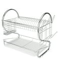thumbnail image 2 of 2-Tier Dish Drying Rack, Dish Drainer Bowl Rack Holder Sink Drainer Dish Cutlery Drying Drainer Utensils Holder Washing Organizer Kitchen Space Saver  for Kitchen Counter, Dish Dryer, Silver, 2 of 7