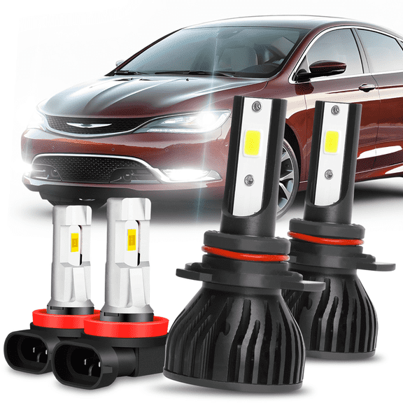 Fits 2013-2015 Chrysler 200 LED Headlight Bulbs 9012 High Low Beam H11/H8/H16 Fog Light Kit