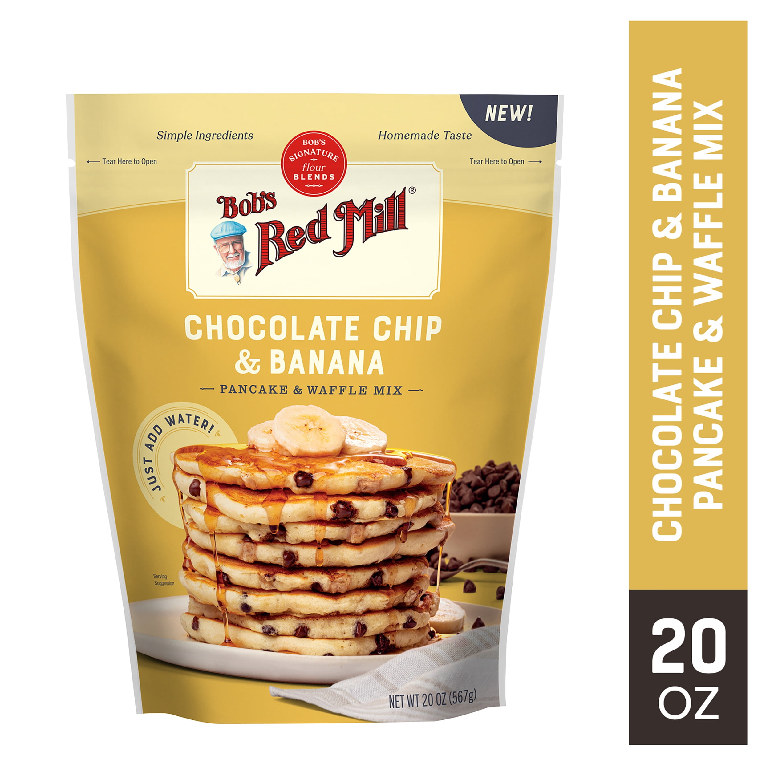 (2 pack) Bob's Red Mill Chocolate Chip & Banana Pancake & Waffle Mix, 20 oz Bag