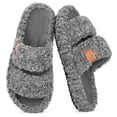 thumbnail image 1 of Zapatillas EverFoams Fuzzy de espuma viscoelástica con punta abierta para mujer, color gris frío, 1 of 7