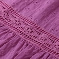 thumbnail image 4 of Feancey Plus Size Embroidery Dresses for Women Boho Casual Vacation Dress 3/4 Sleeve Lace Hollow Out Midi Dresses Beach Flowy Loose T Shirt Dress Limited Time Sales Purple 4XL, 4 of 8